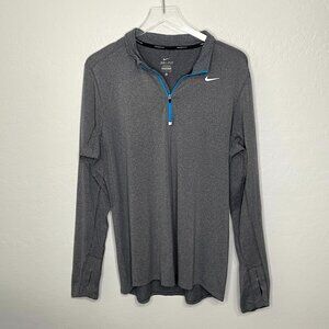 Nike Dri-Fit Element Gray Blue Quarter Zip Running Long Sleeve Active Top Large